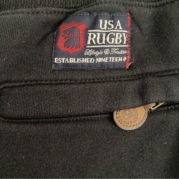 USA Rugby 1907 Division One Varsity Black Mens Athletic Jogger Size MED EUC - Picture 12 of 12